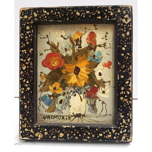 Vintage Signed  by VALMURTE Floral Still Life Painting on Board Framed 5"x6"